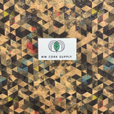 SALE - Printed Triangle Splash Cork Fabric