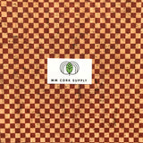 SALE Printed Checkers in Brick Cork Fabric