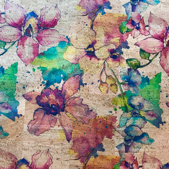 Printed Watercolour Floral Cork
