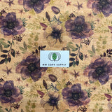 Printed Anemones Cork Fabric
